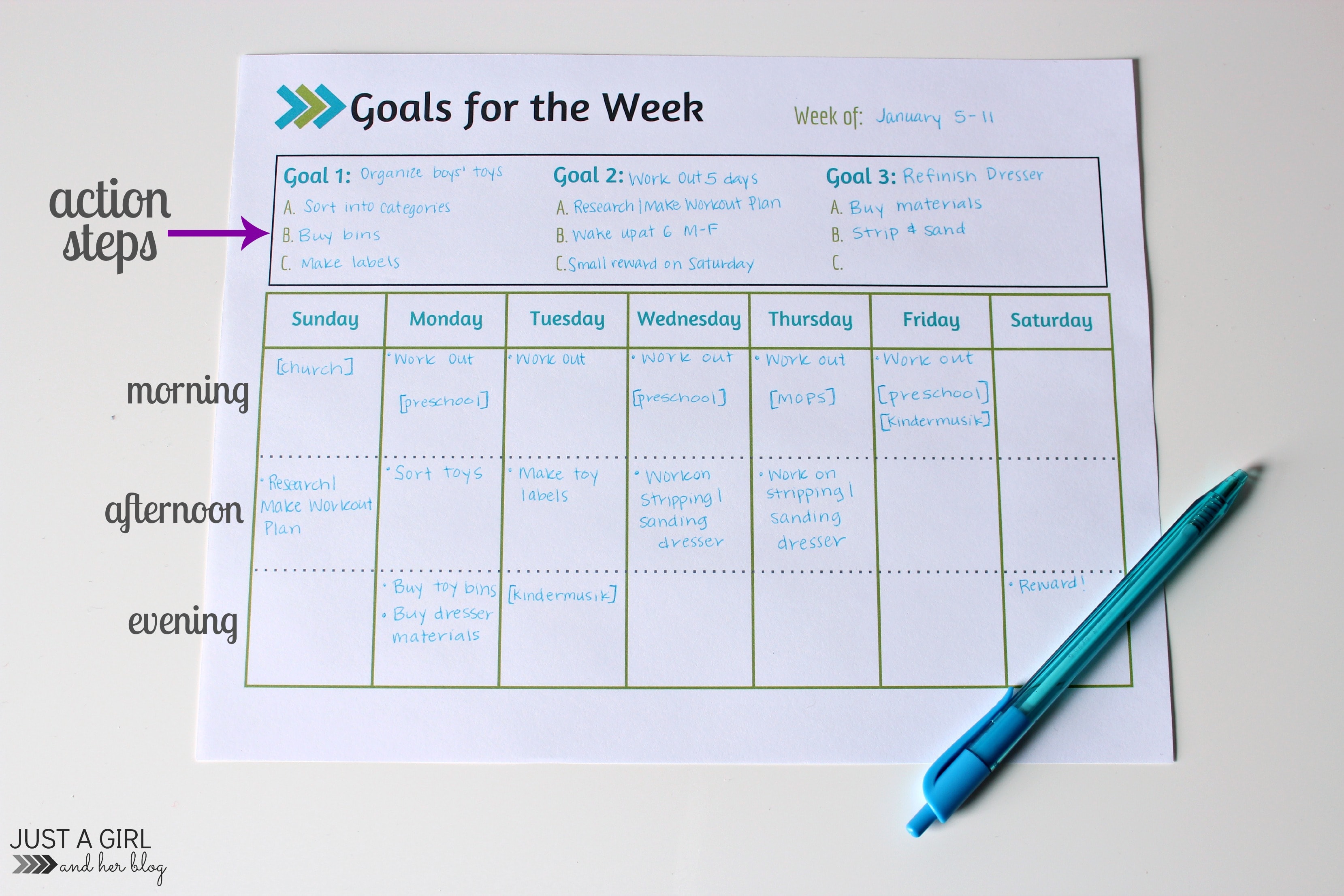 Weekly Goals Printable Free Printable Mom 4 Real