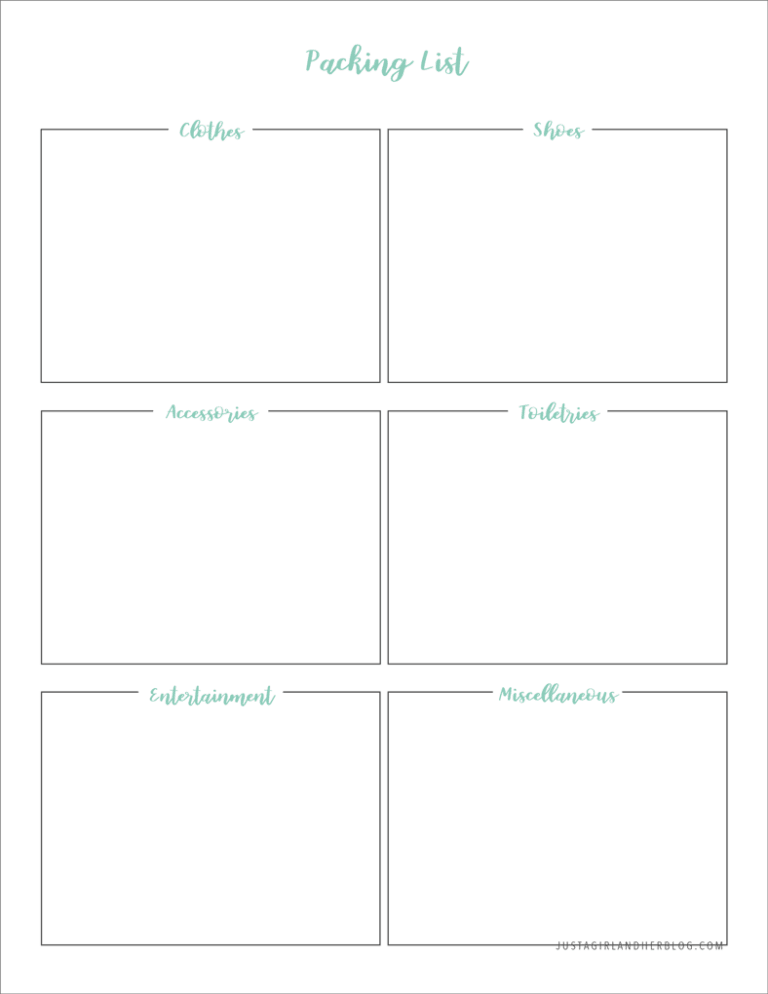 Free Printable Packing List for Organized Travel and Vacation