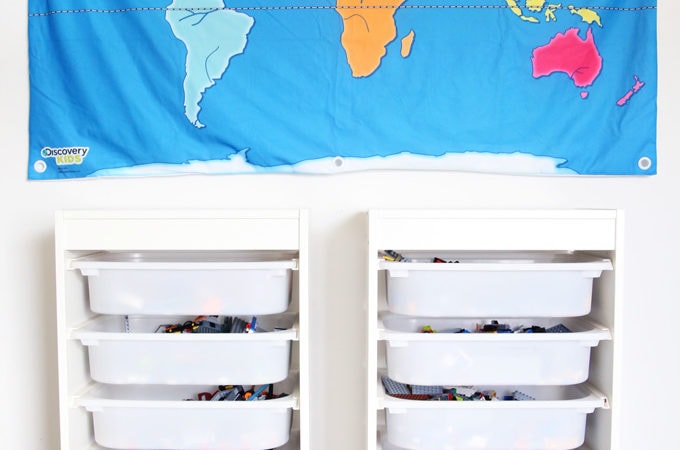 LEGO organization can be a huge challenge, but I've figured out a few strategies to keep them neat and tidy (and help save your sanity)! | Organized LEGOs, how to organize LEGO, LEGO bins, LEGO sets, IKEA TROFAST storage unit, how to store LEGO pieces
