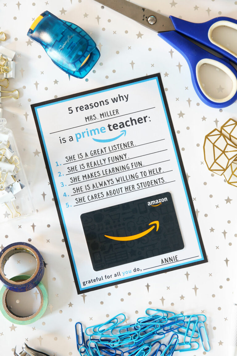 Amazon Teacher Gifts (with Free Printable Gift Card Holder!)