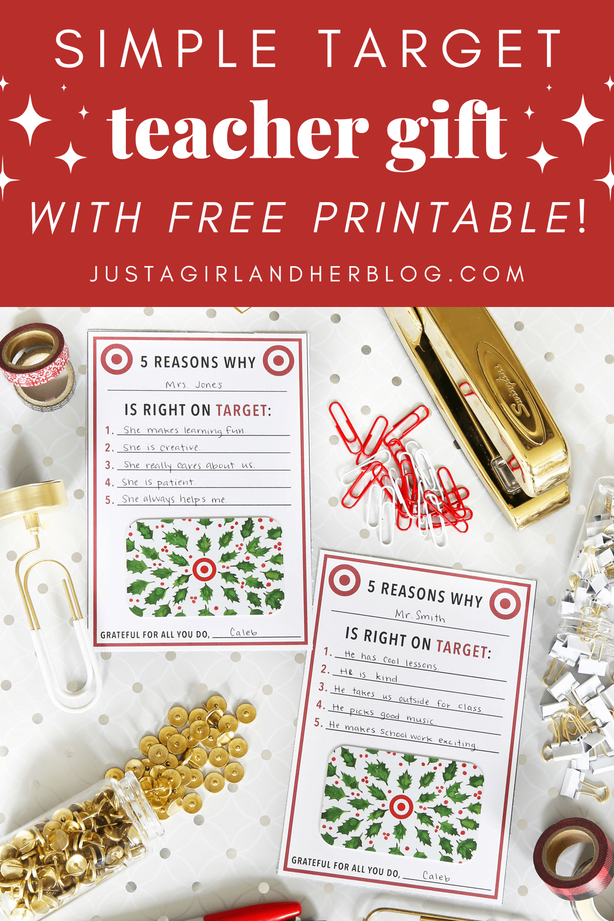 Simple, Meaningful Target Teacher Gift with Free Printable!